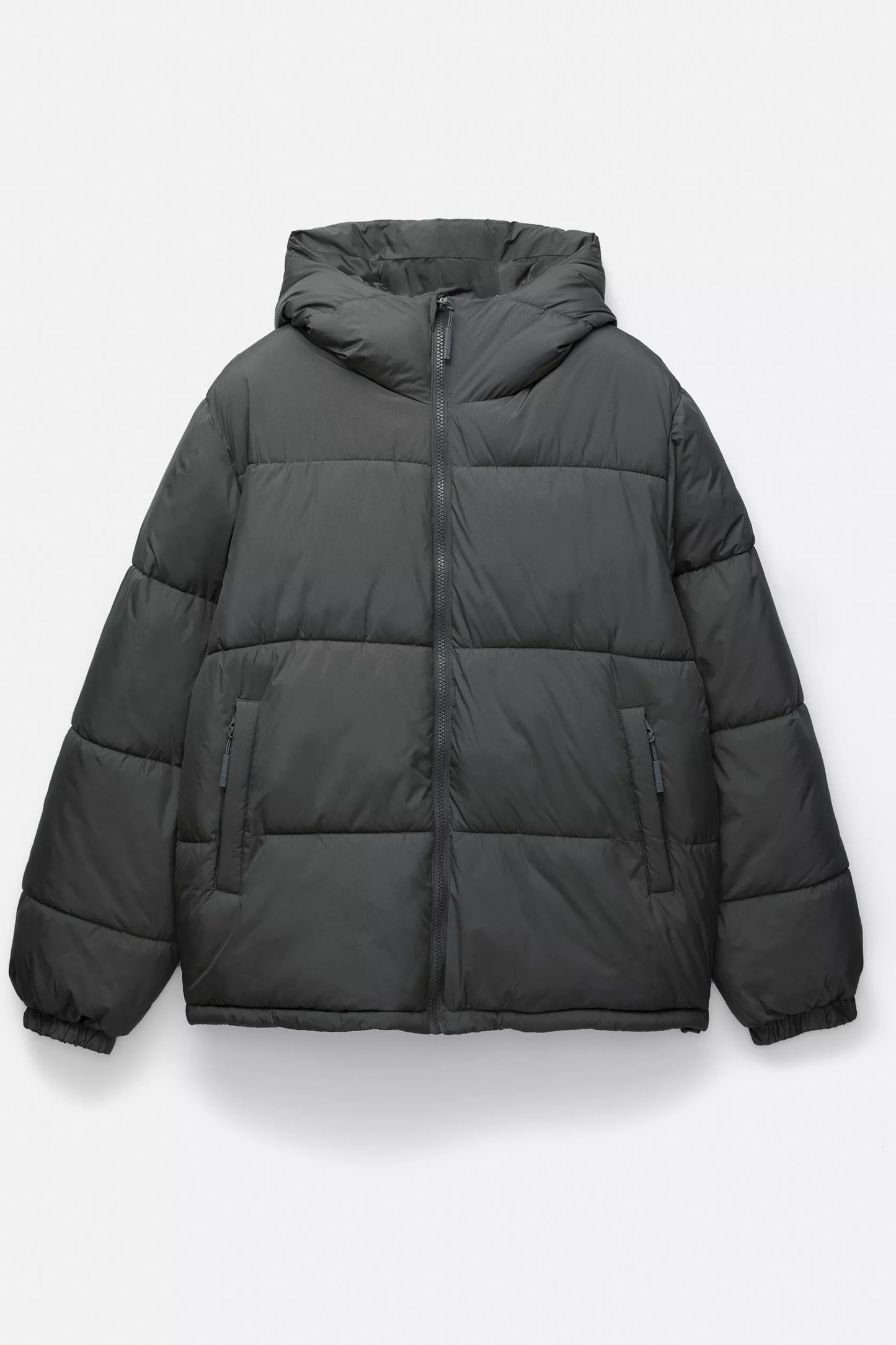 Puffer Blend Jacket with Hood - Dark Grey