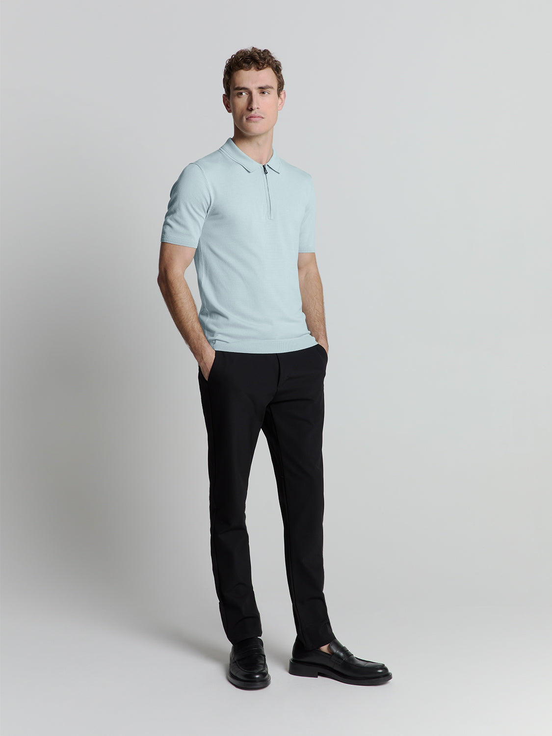 Polo Shirt with Zipper - Ice