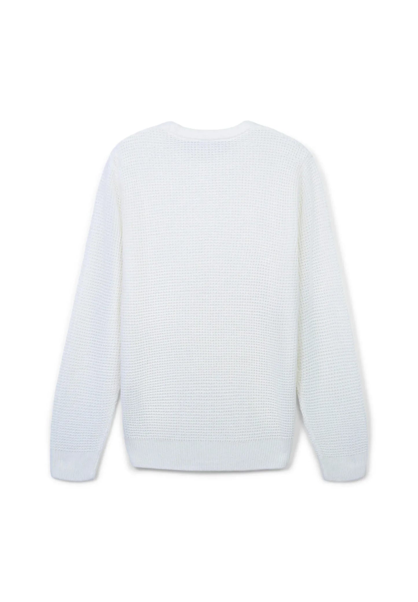 Men's Round Neck Polyacrylic Jumper - White