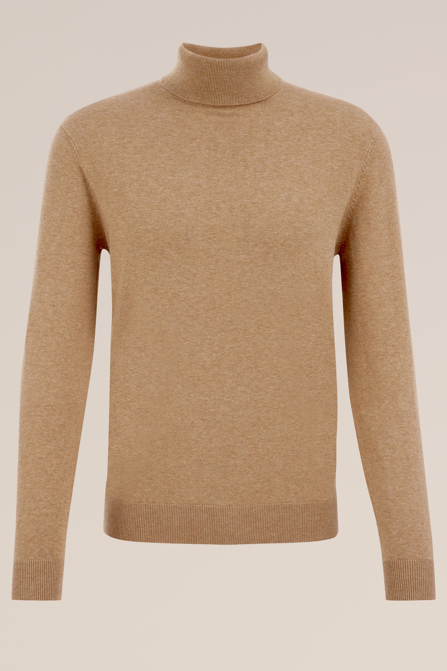 Fine Knit High Neck Jumper - Caramel