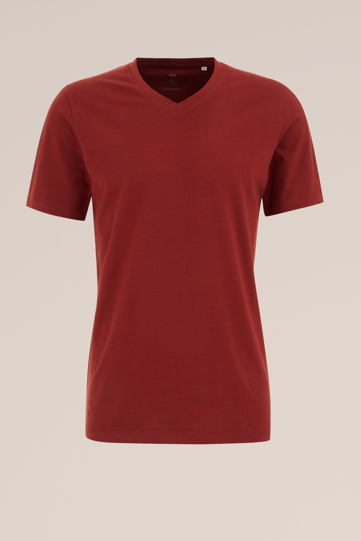 Regular Fit Basic T-Shirt with V-Neck - Red