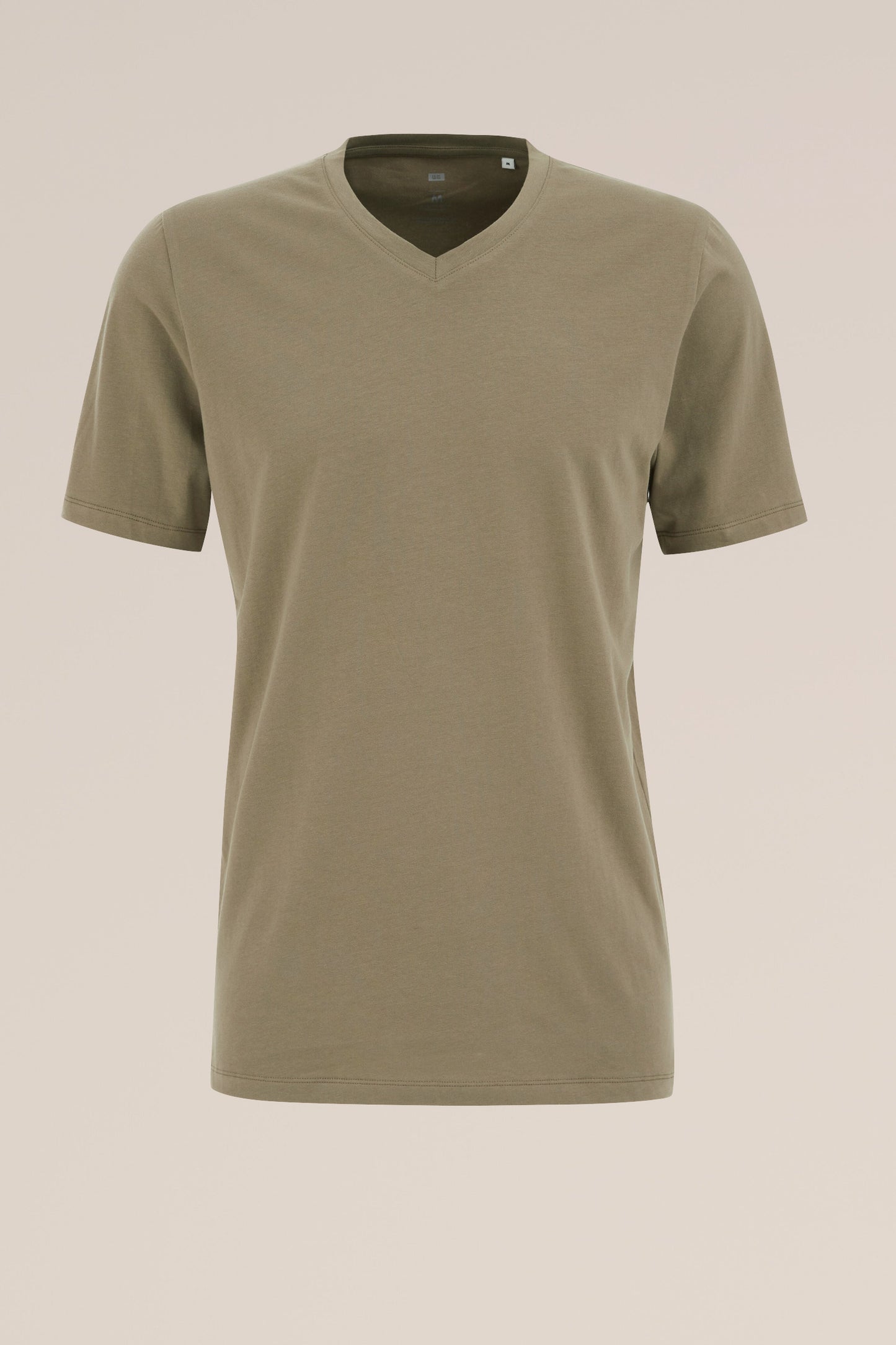 Regular Fit Basic T-Shirt with V-Neck - Olive Green
