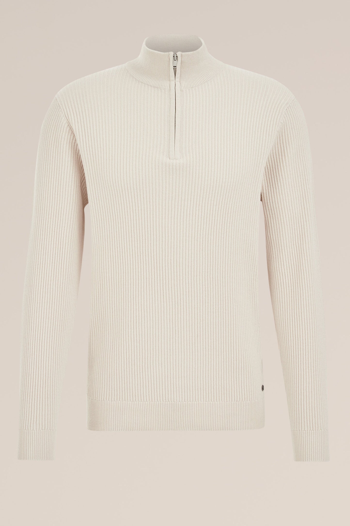 Regular Fit Zip-Up Jumper - Beige