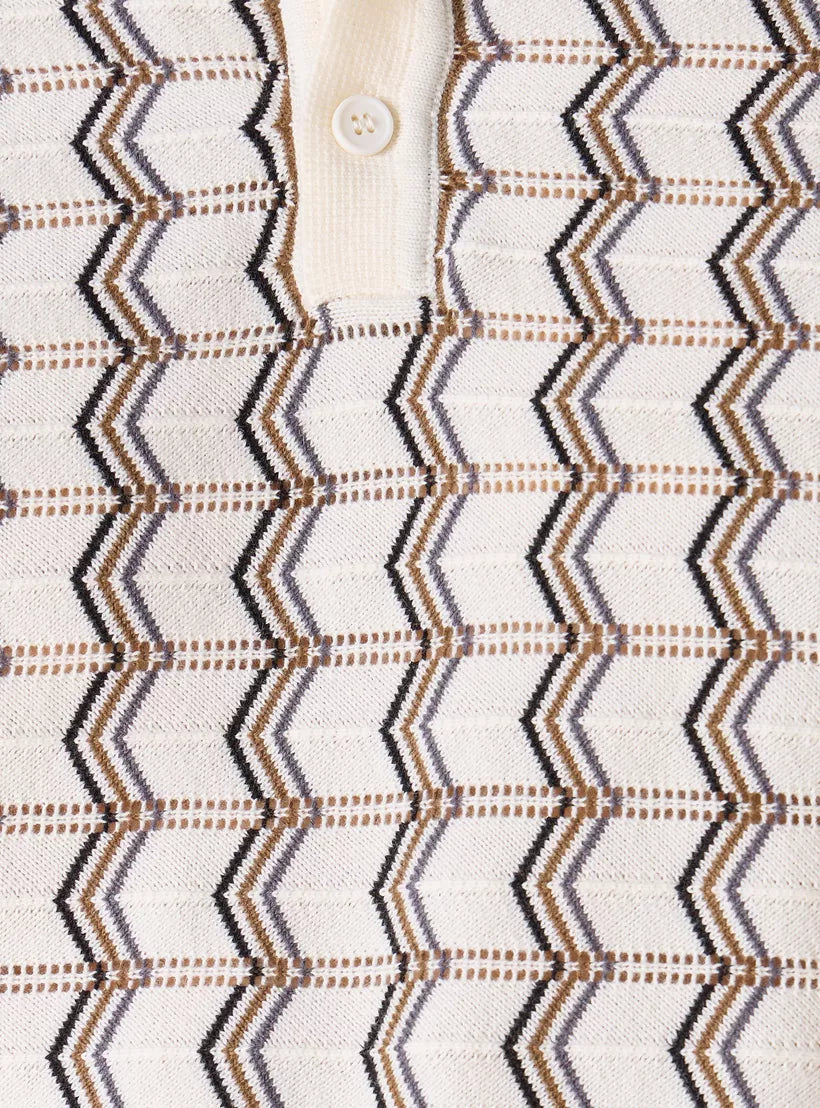 Polo Shirt with Geometric Print - White