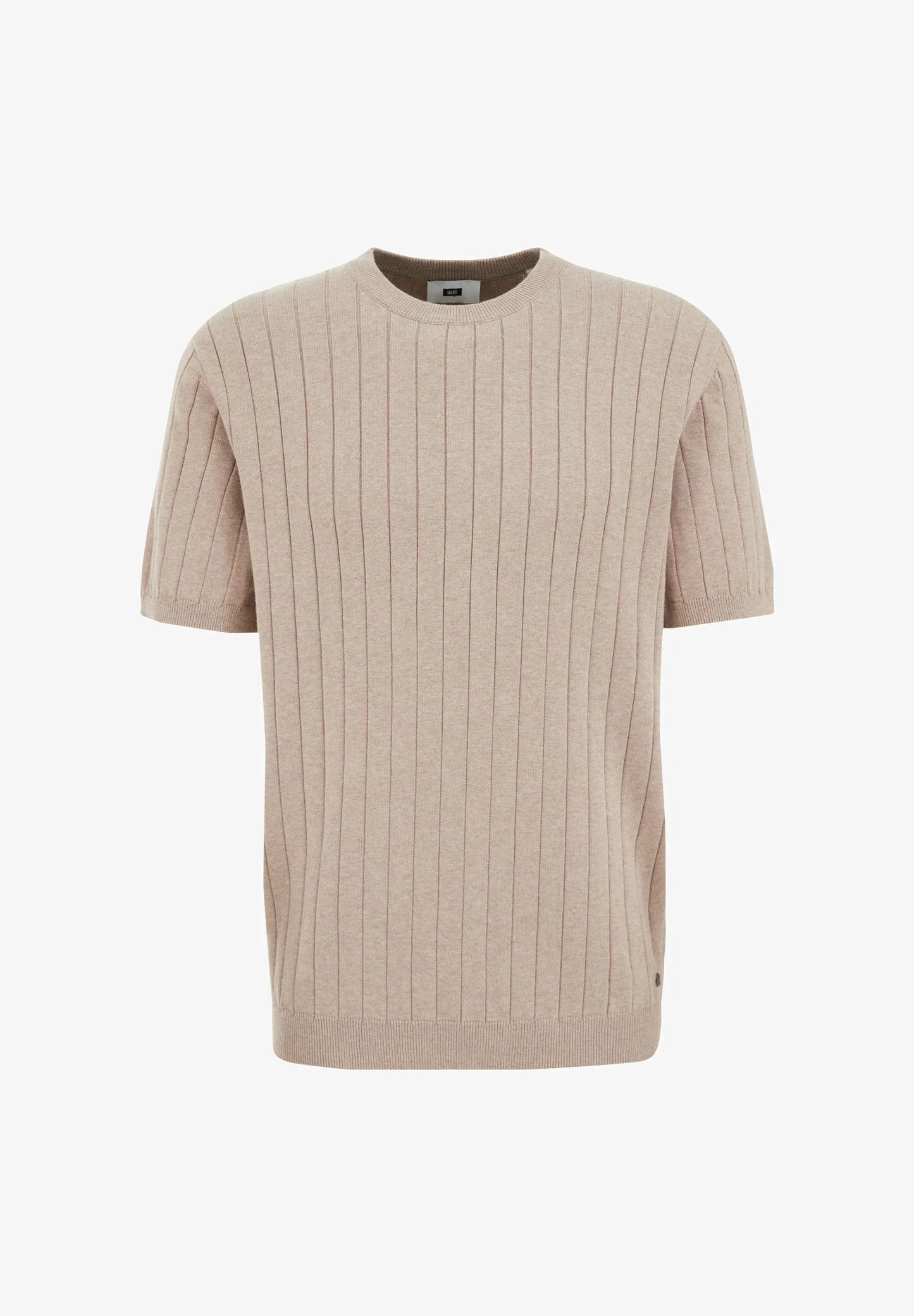 Textured Cotton Striped T-Shirt - Beige
