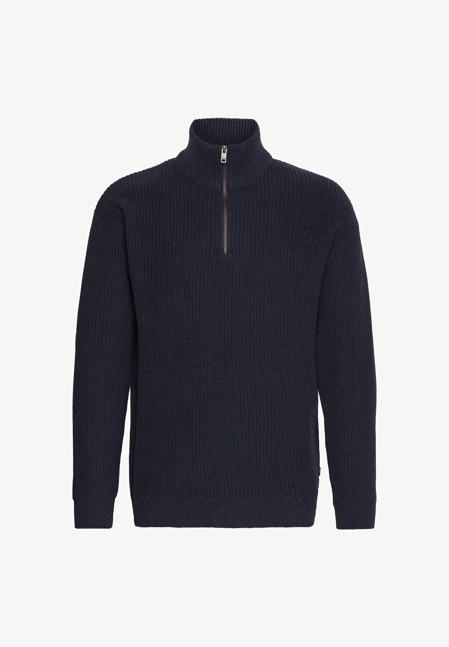 Men's Troyer Neck Jumper with Zipper - Navy Blue