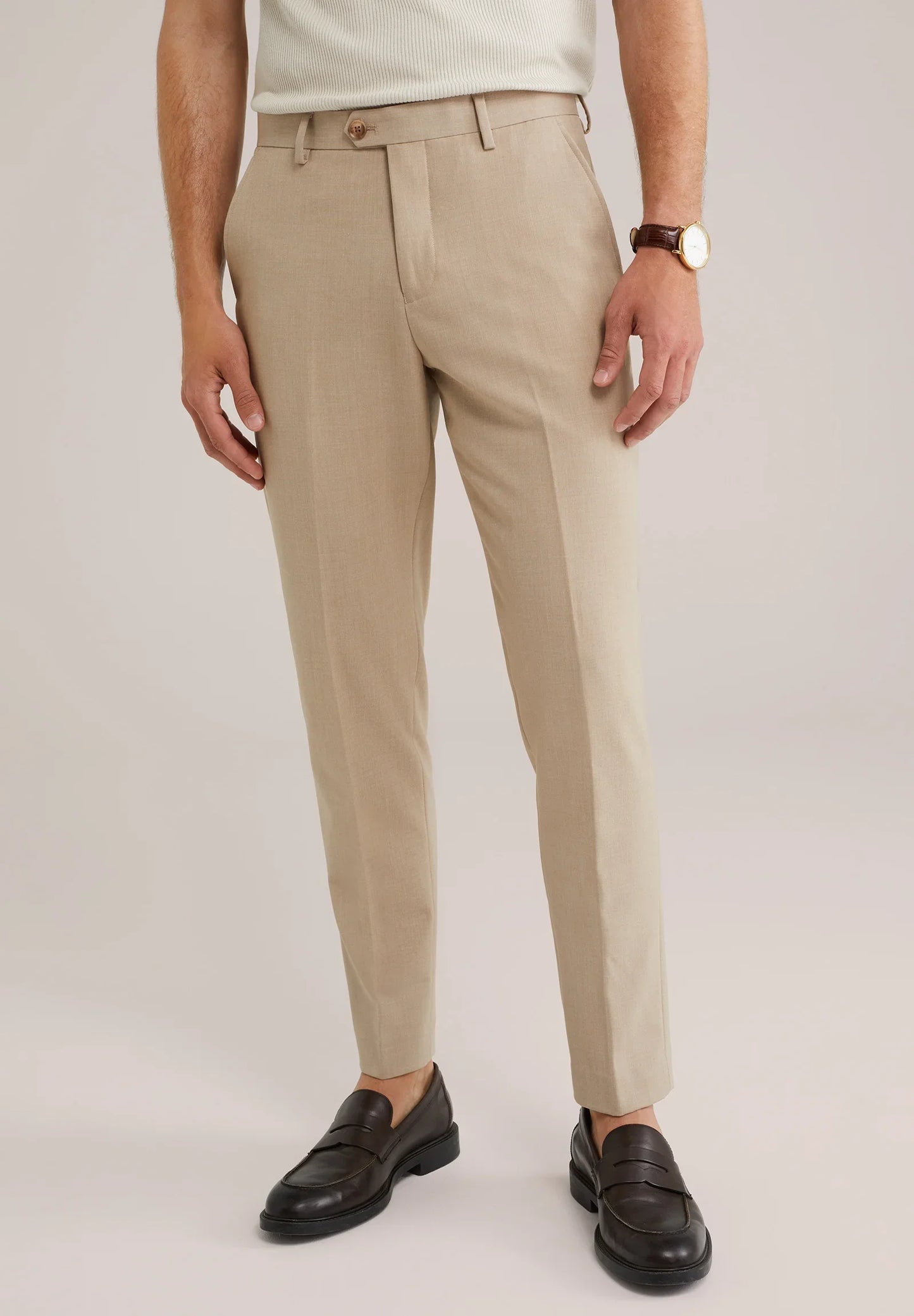 Regular Fit Tailored Trousers - Beige