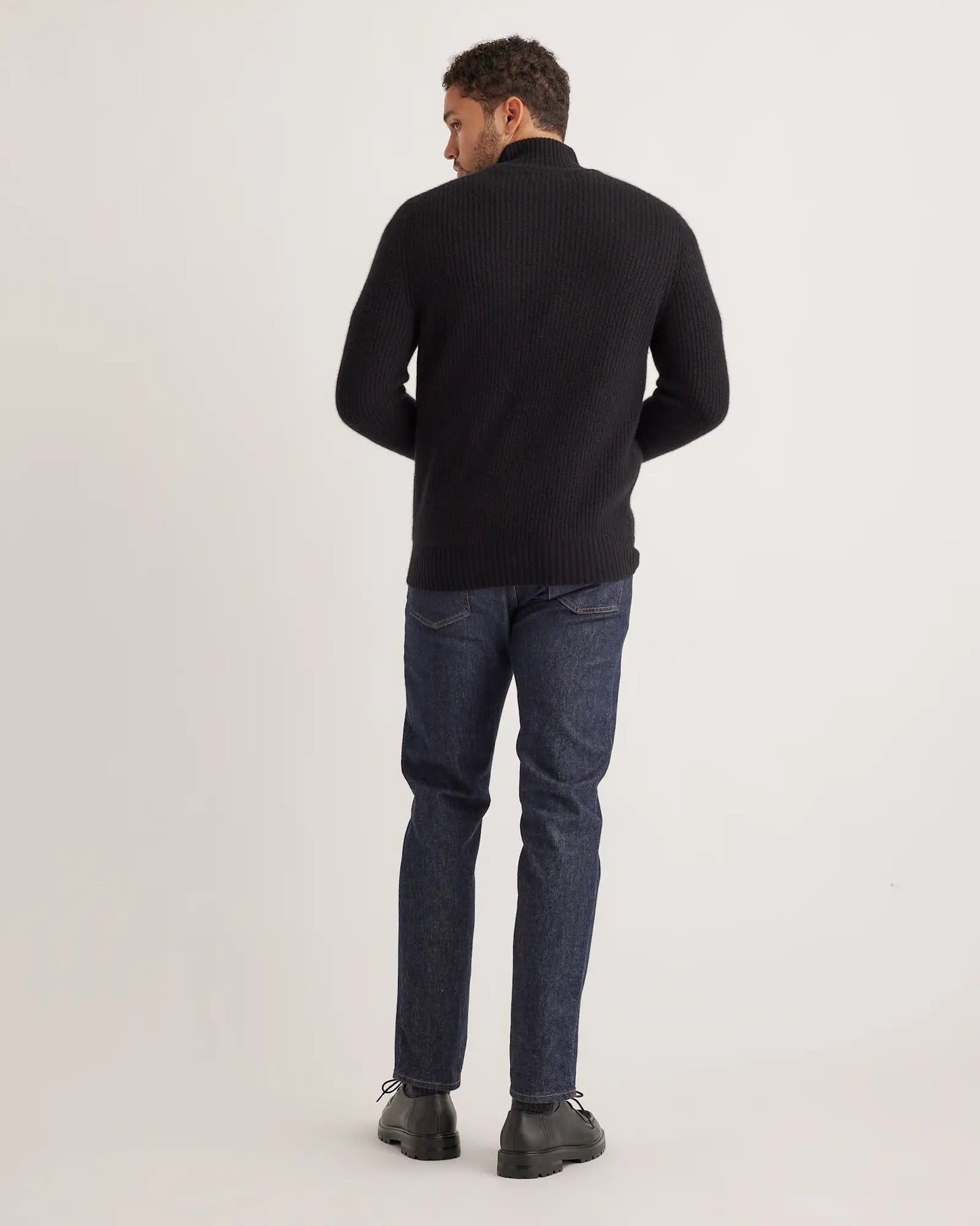 Men's 100% Cotton Zip-Front Jumper - Black