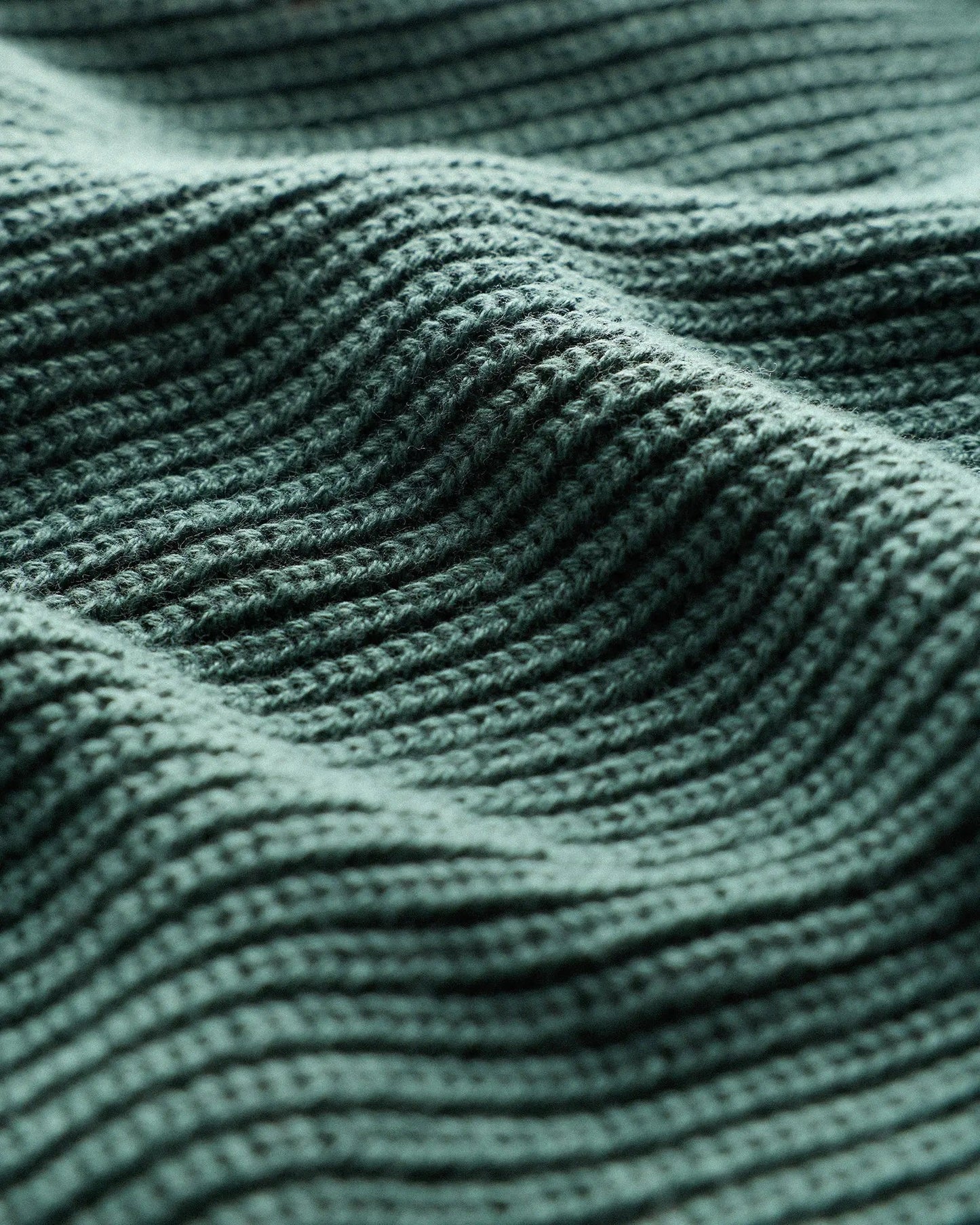 Ribbed Quarter Zip Jumper - Green