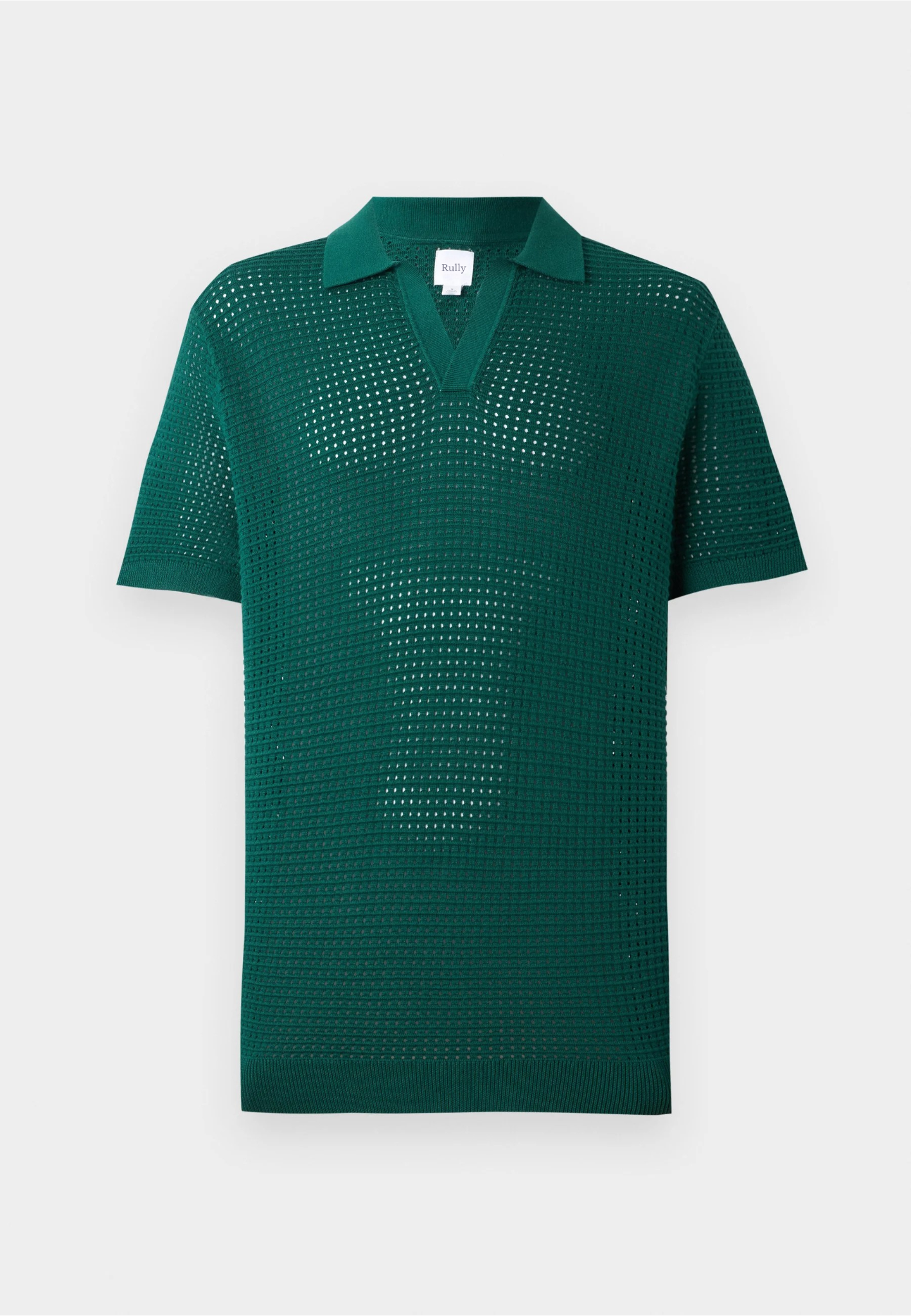 Polo Collar Knit Texture Shirt - Green