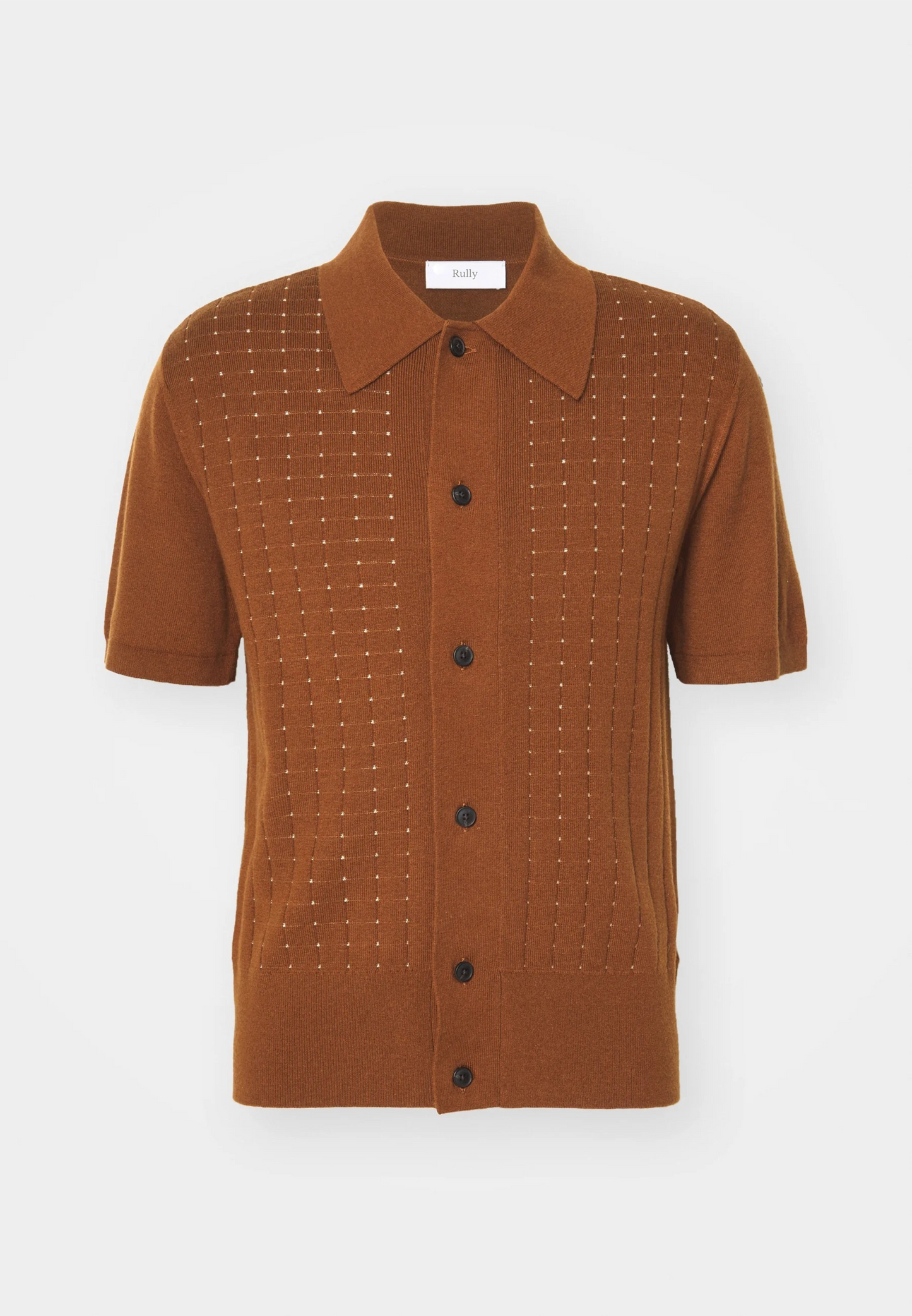 Ribbed Cotton Polo Shirt - Brown