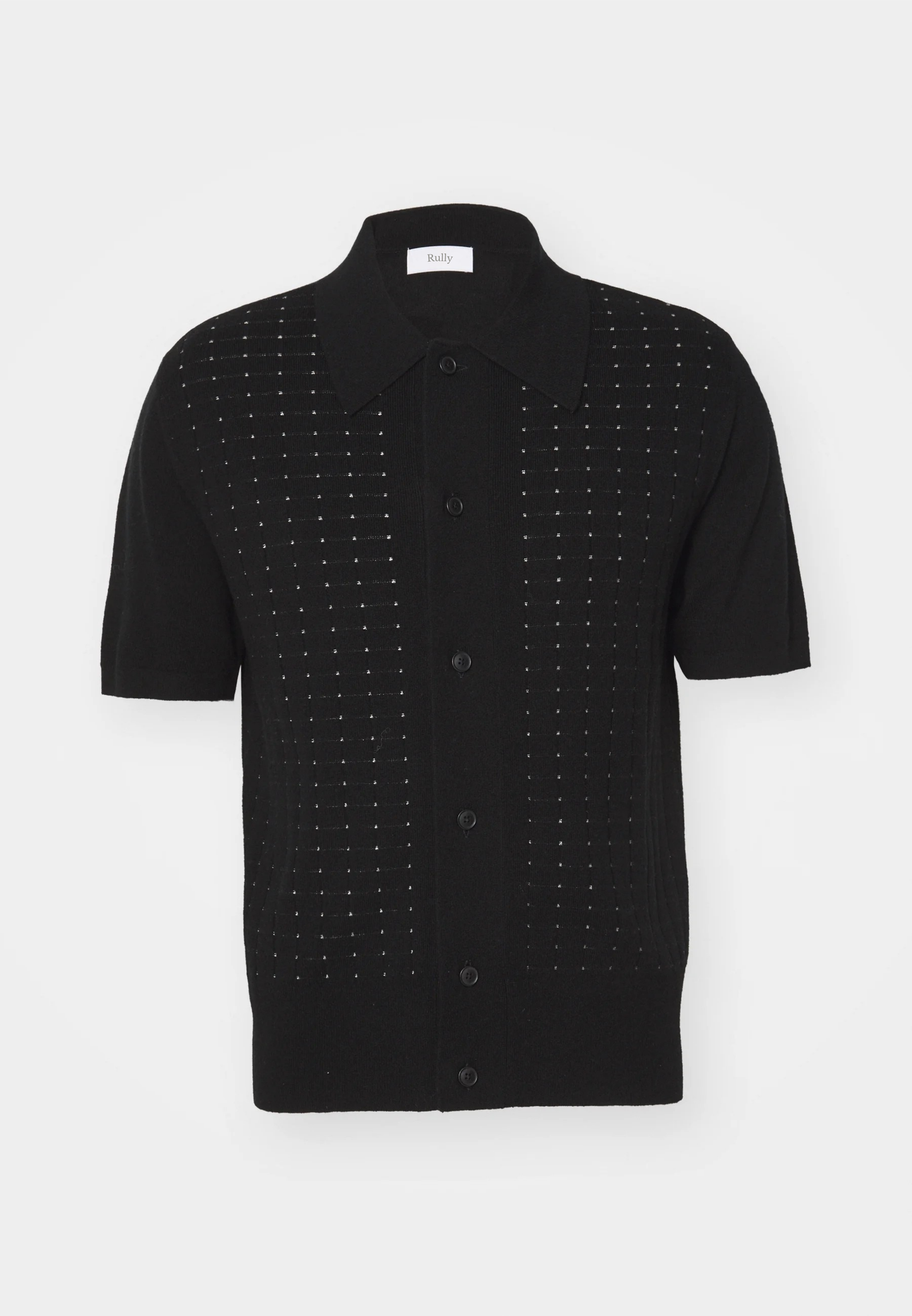 Ribbed Cotton Polo Shirt - Black