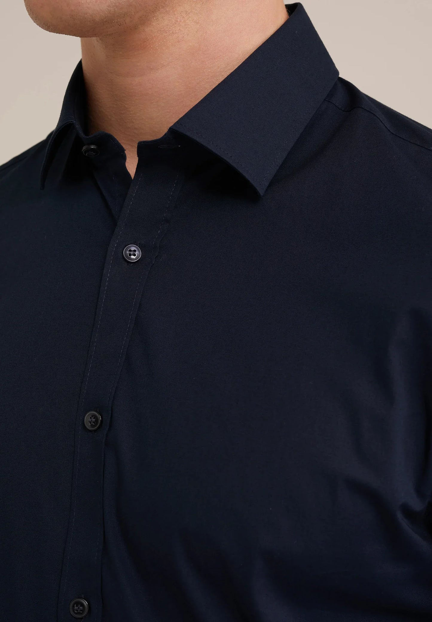Classic Tailored Men's Dress Shirt - Navy Blue