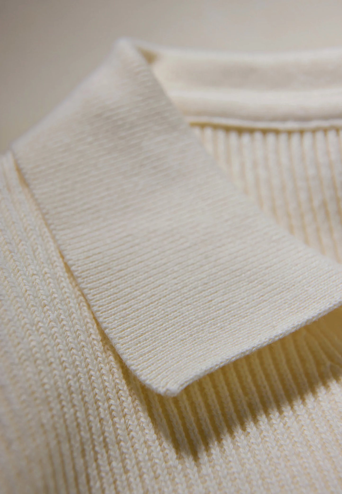 Men's Textured Long Sleeve Polo Shirt - Off White