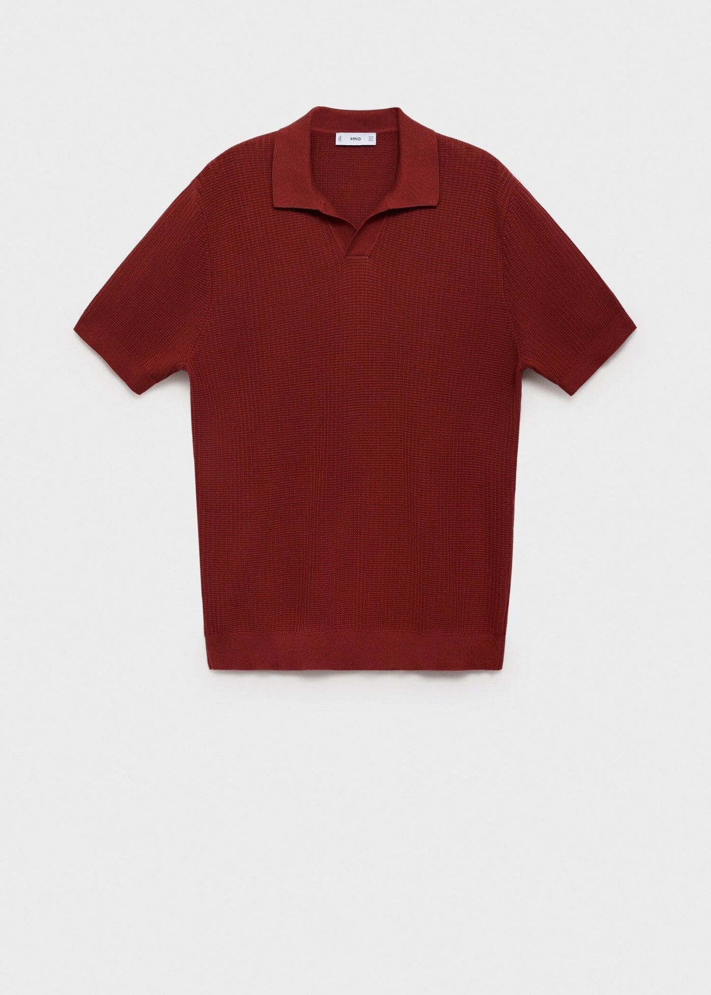 Textured Knit Polo Shirt - Red