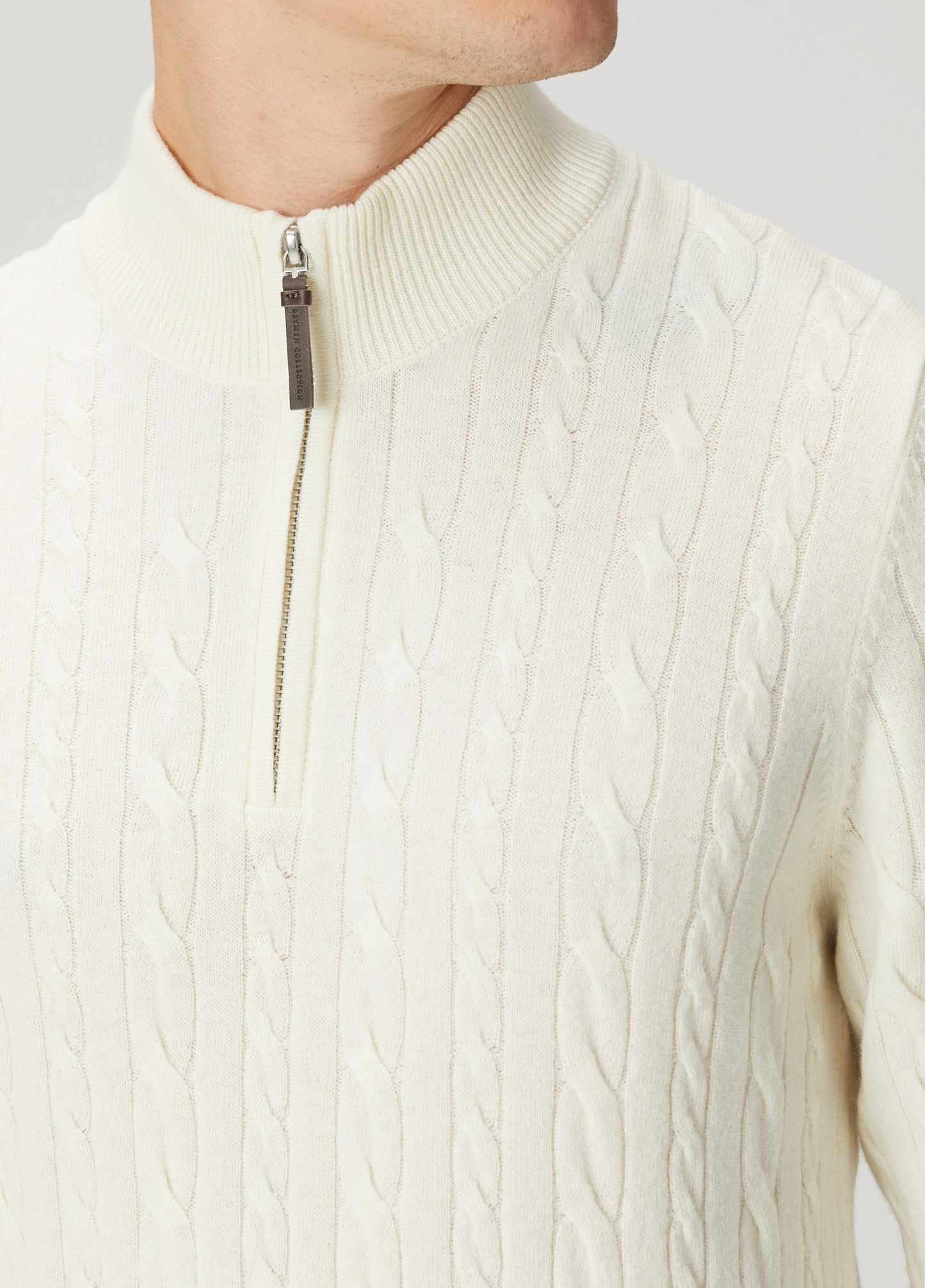 Men's Textured Jumper with High Neck and Zip