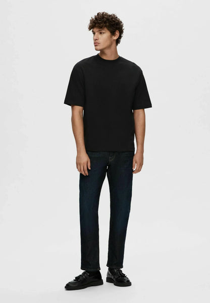 Men's Basic Oversized Round Neck T-Shirt - Black