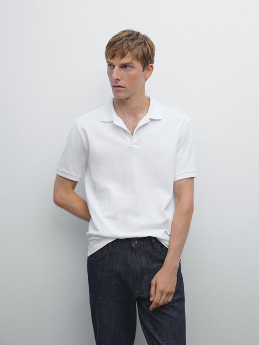 Polo Shirt with Microstructure Piqué