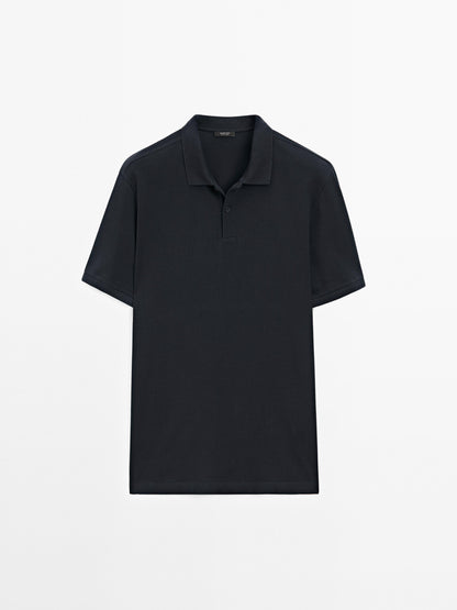 Polo Shirt with Microstructure Piqué
