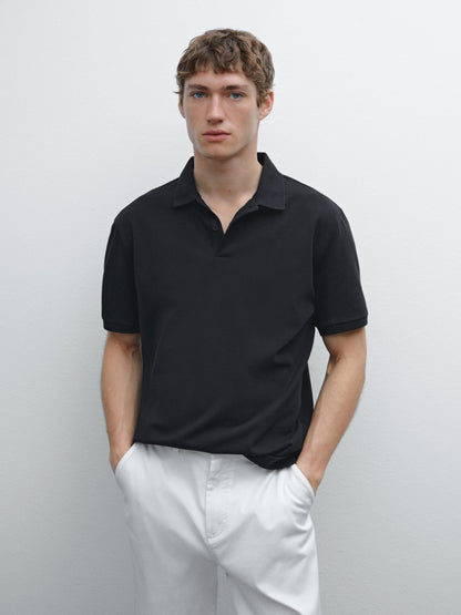 Polo Shirt with Microstructure Piqué