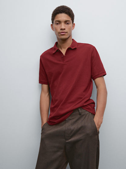 Polo Shirt with Microstructure Piqué