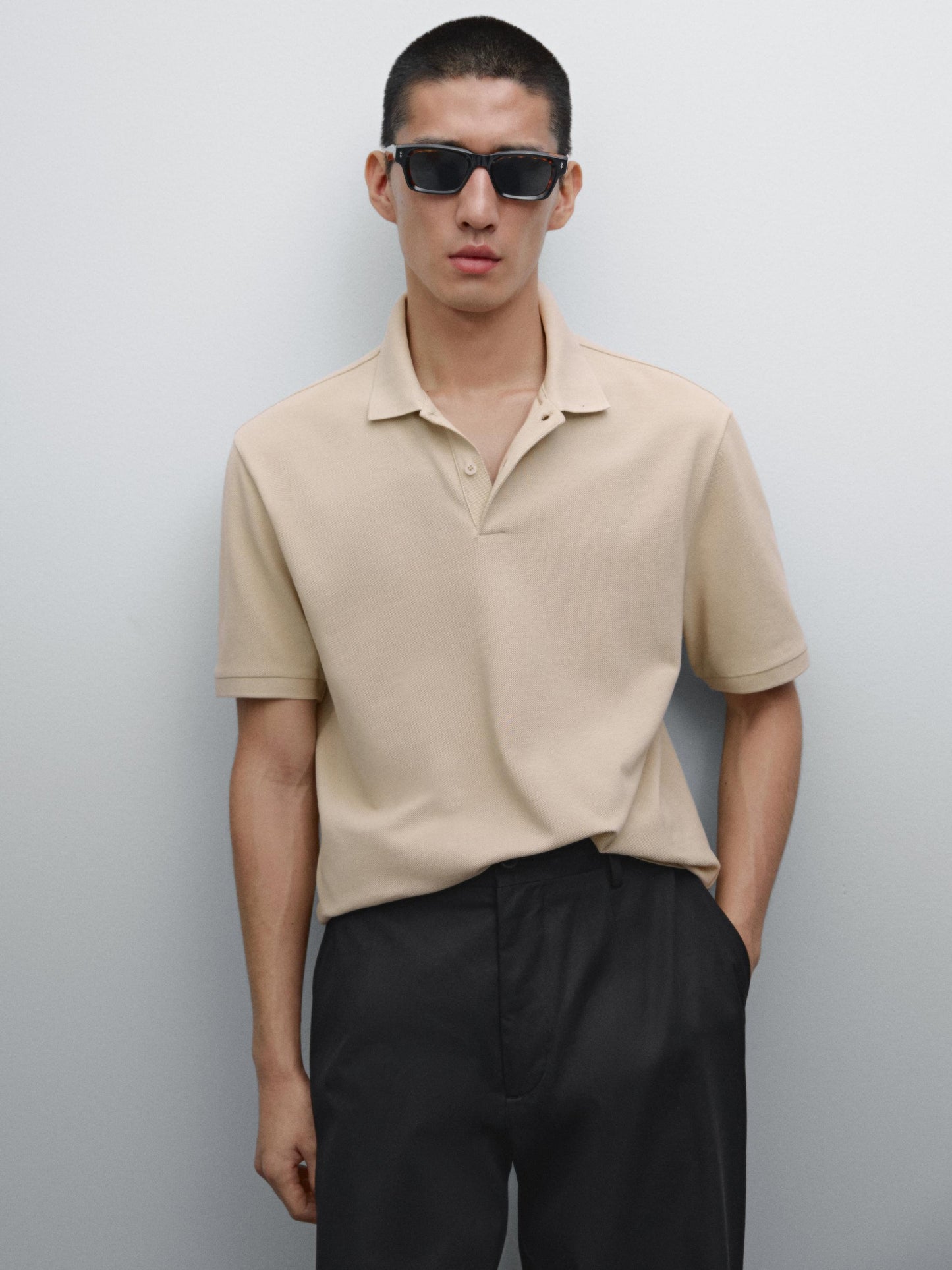 Polo Shirt with Microstructure Piqué
