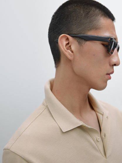 Polo Shirt with Microstructure Piqué