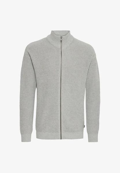 Men's High Neck Zip-Up Jumper - Grey