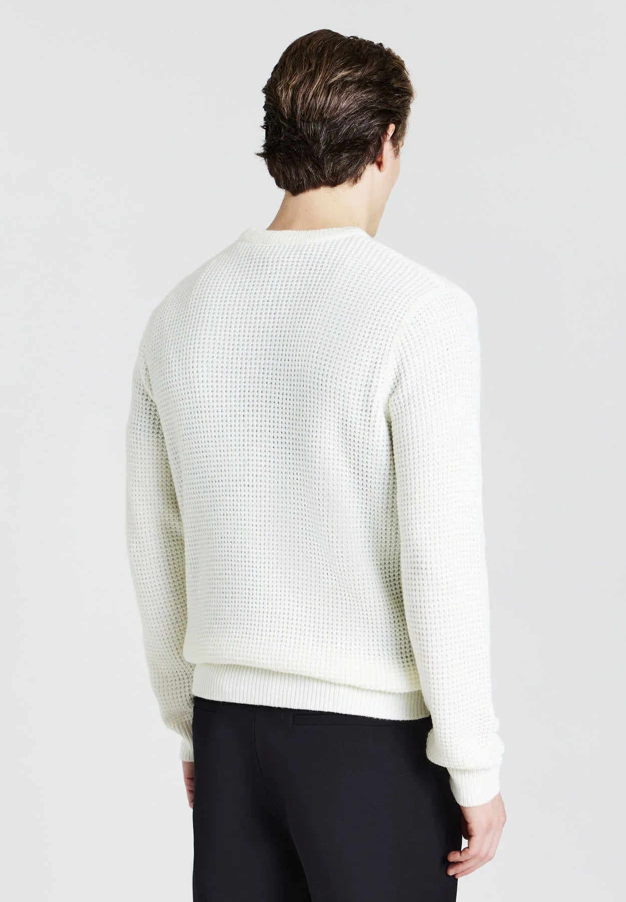 Men's Round Neck Polyacrylic Jumper - White