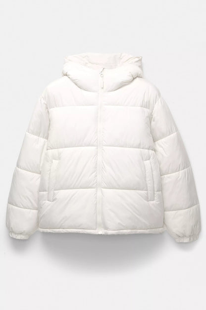 Puffer Jacket Blend with Hood - White