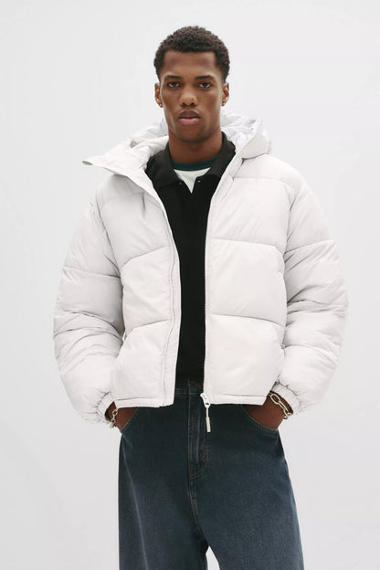 Puffer Jacket Blend with Hood - White