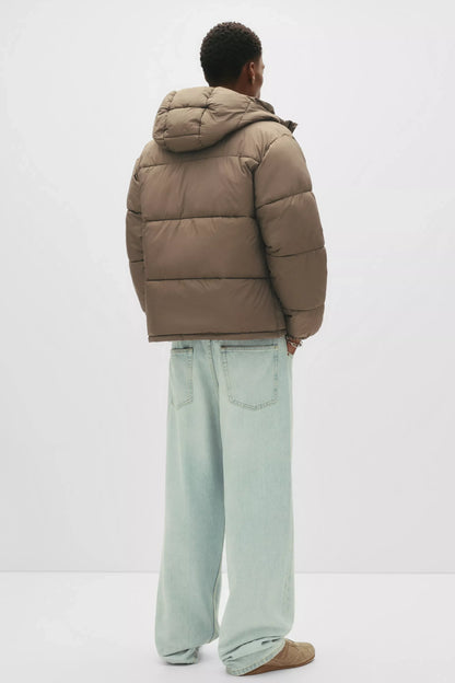 Puffer Jacket Blend with Hood - Brown