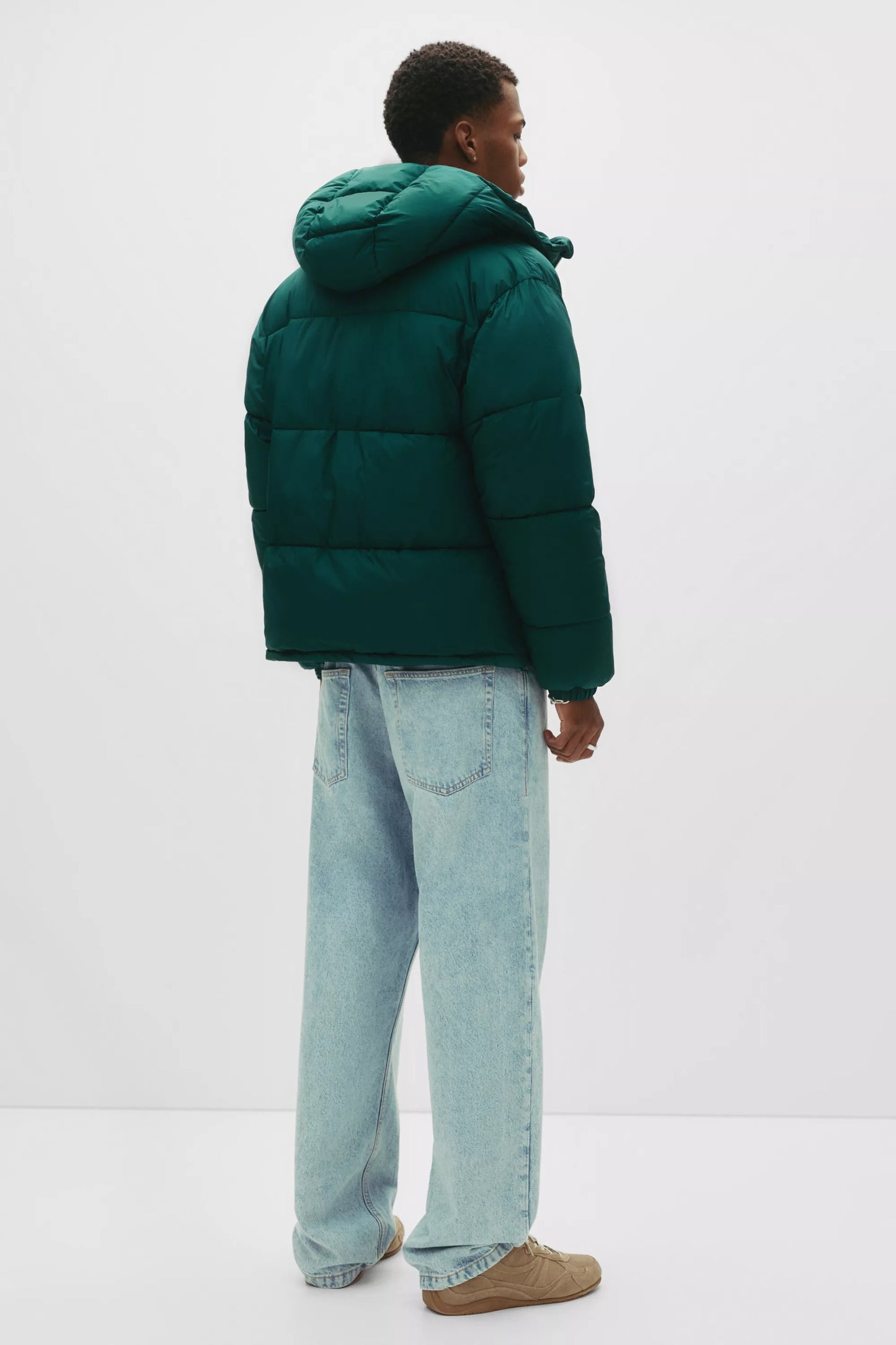 Puffer Jacket Blend with Hood - Green