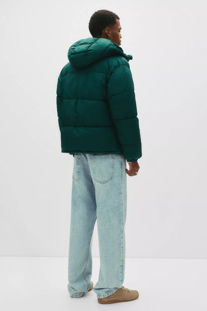 Puffer Jacket Blend with Hood - Green