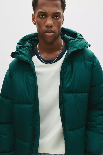 Puffer Jacket Blend with Hood - Green