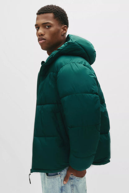 Puffer Jacket Blend with Hood - Green