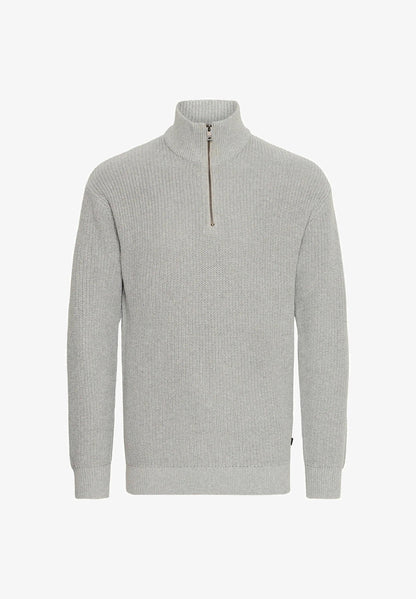 Men's Troyer Neck Jumper with Zipper - Grey