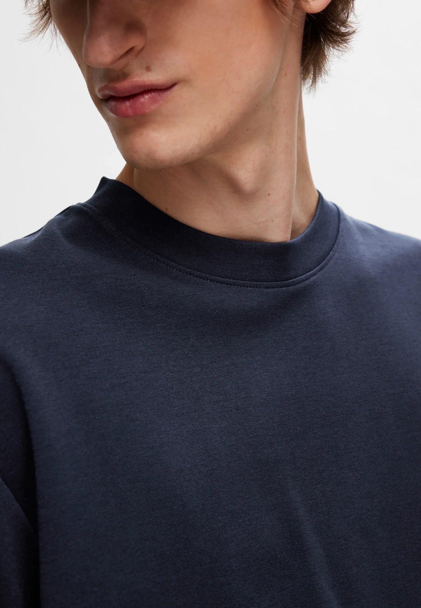 Men's Oversized Basic Round Neck T-Shirt - Navy Blue