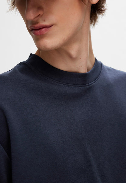Men's Oversized Basic Round Neck T-Shirt - Navy Blue