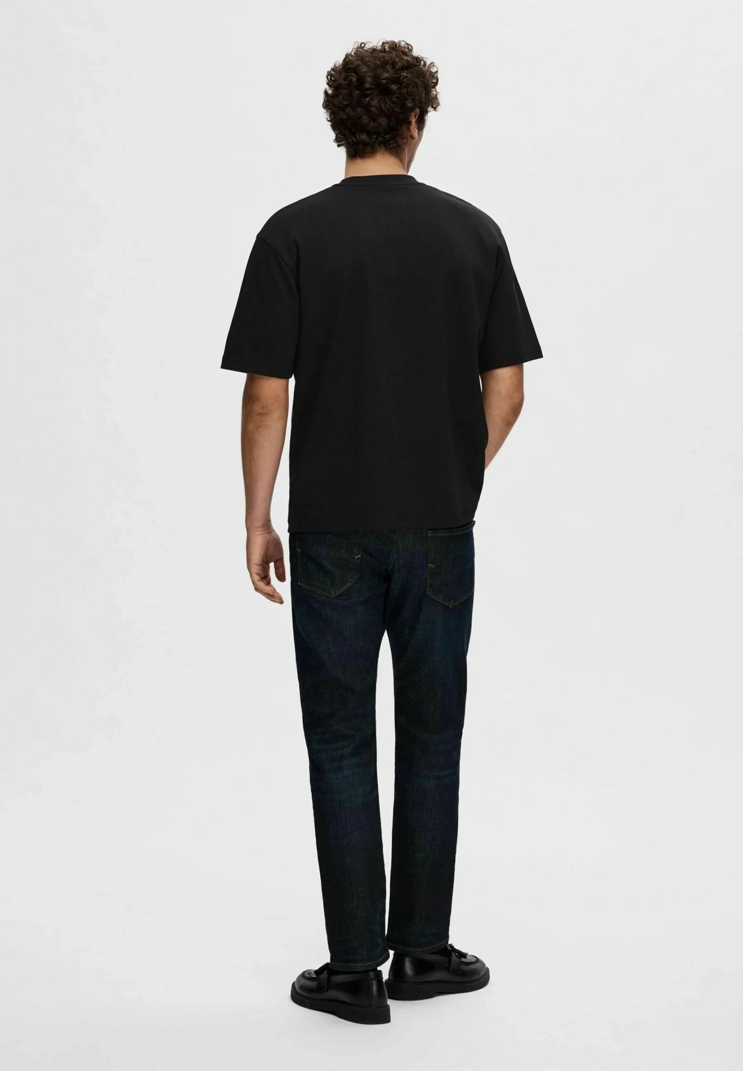 Men's Basic Oversized Round Neck T-Shirt - Black
