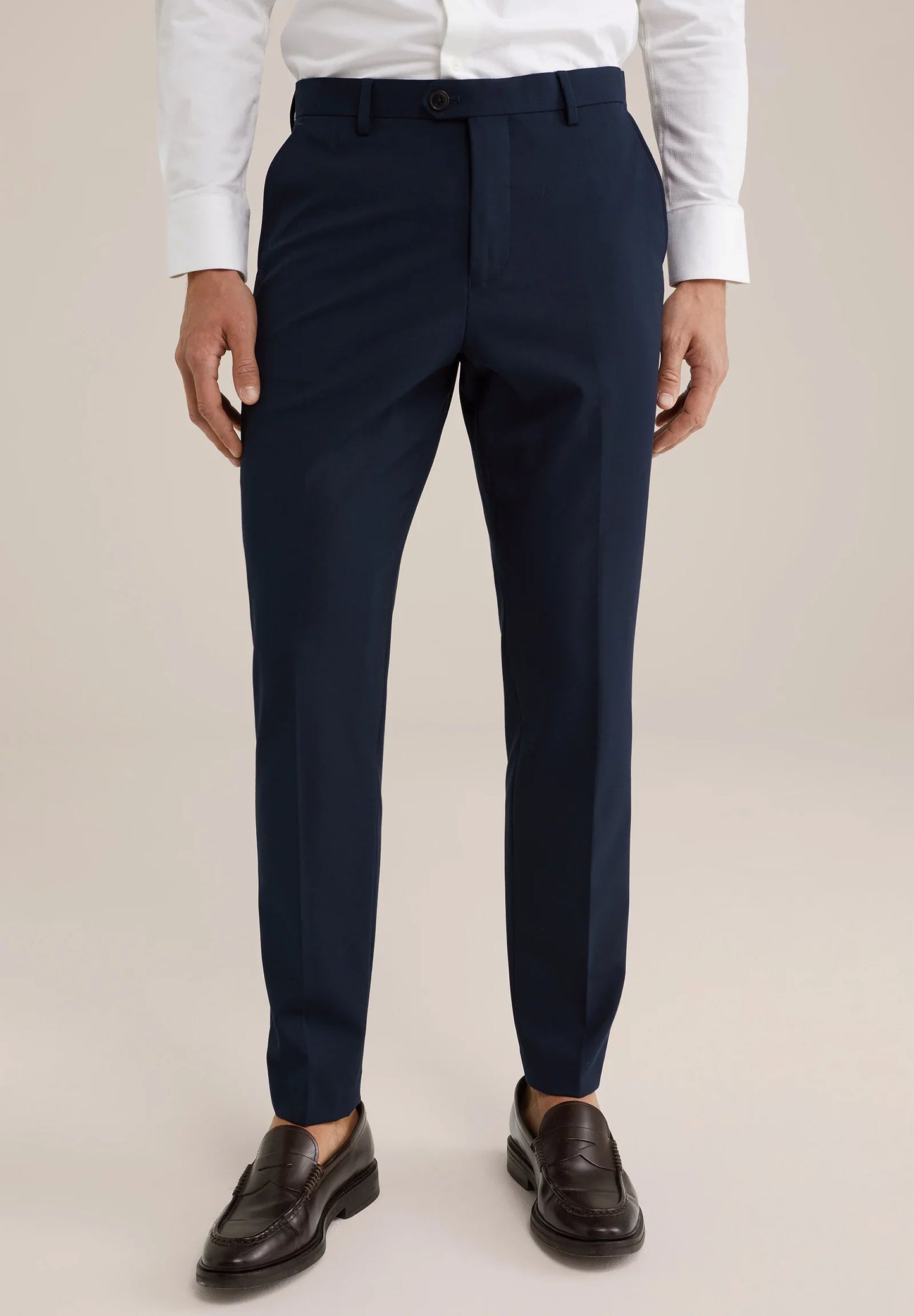 Regular Fit Tailored Trousers - Navy Blue