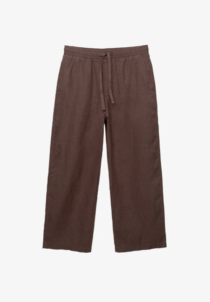 Linen Blend Trousers - Brown