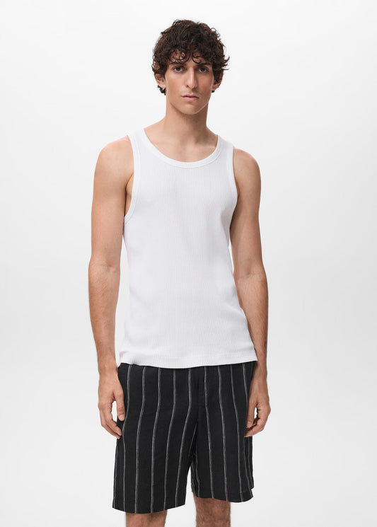 Basic Ribbed Vest - White