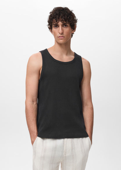 Basic Ribbed Vest - Black