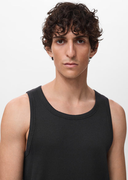 Basic Ribbed Vest - Black