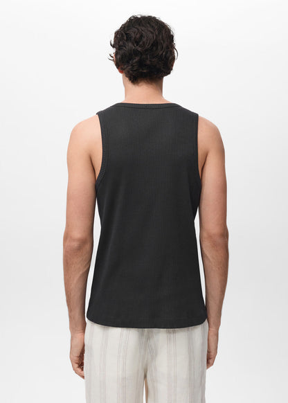 Basic Ribbed Vest - Black