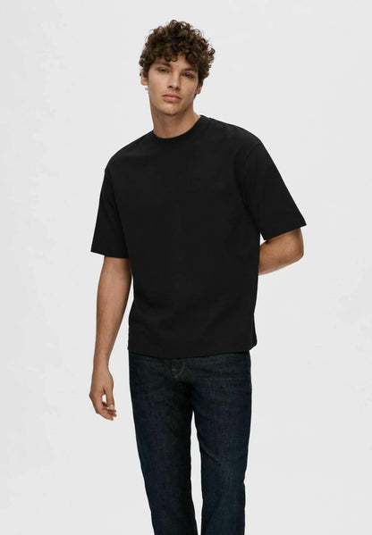 Men's Basic Oversized Round Neck T-Shirt - Black