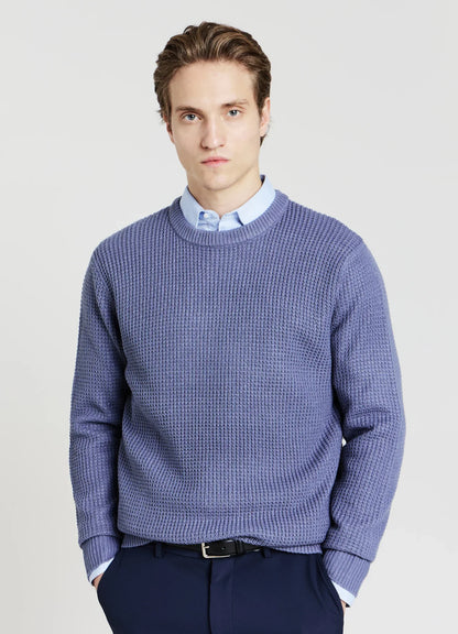Men's Round Neck Acrylic Blend Jumper - Blue