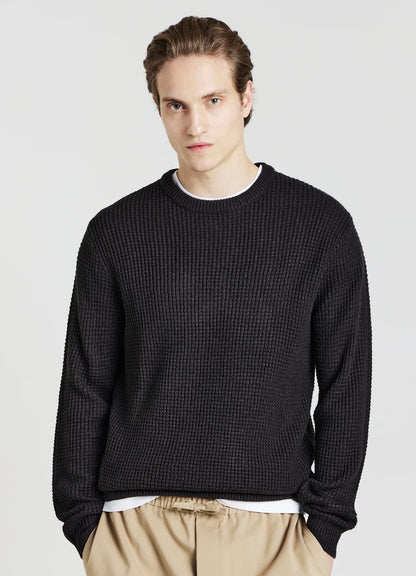 Men's Round Neck Acrylic Blend Jumper - Black