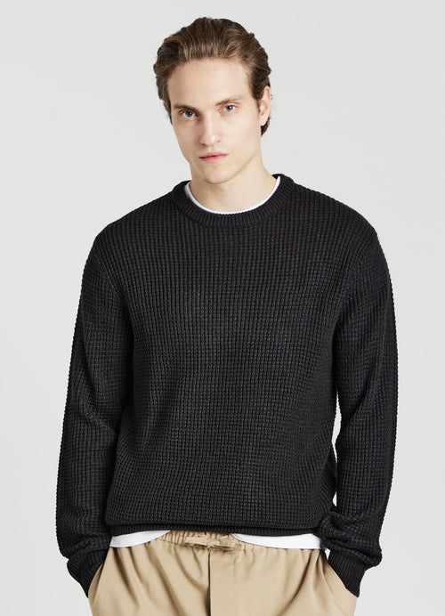 Men's Round Neck Acrylic Blend Jumper - Black